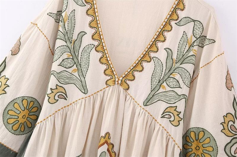 Ivyshape | Embroidered Loose Mini Tunic Dress