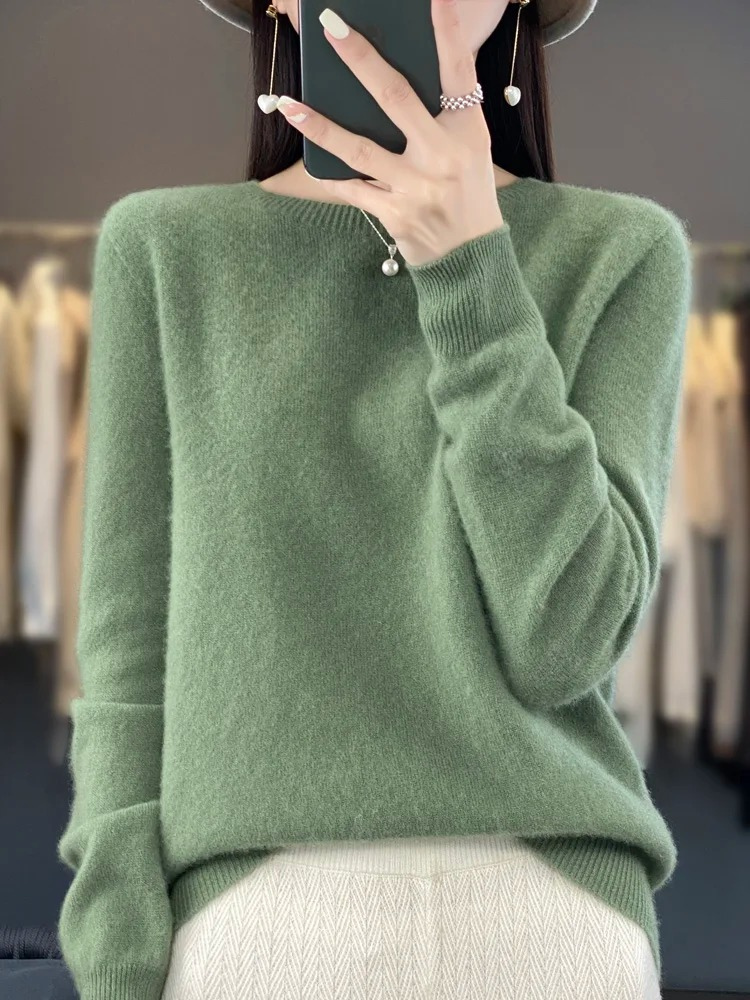 Ivyshape |Sweater Women Round Neck Soft and Elegant Sweater