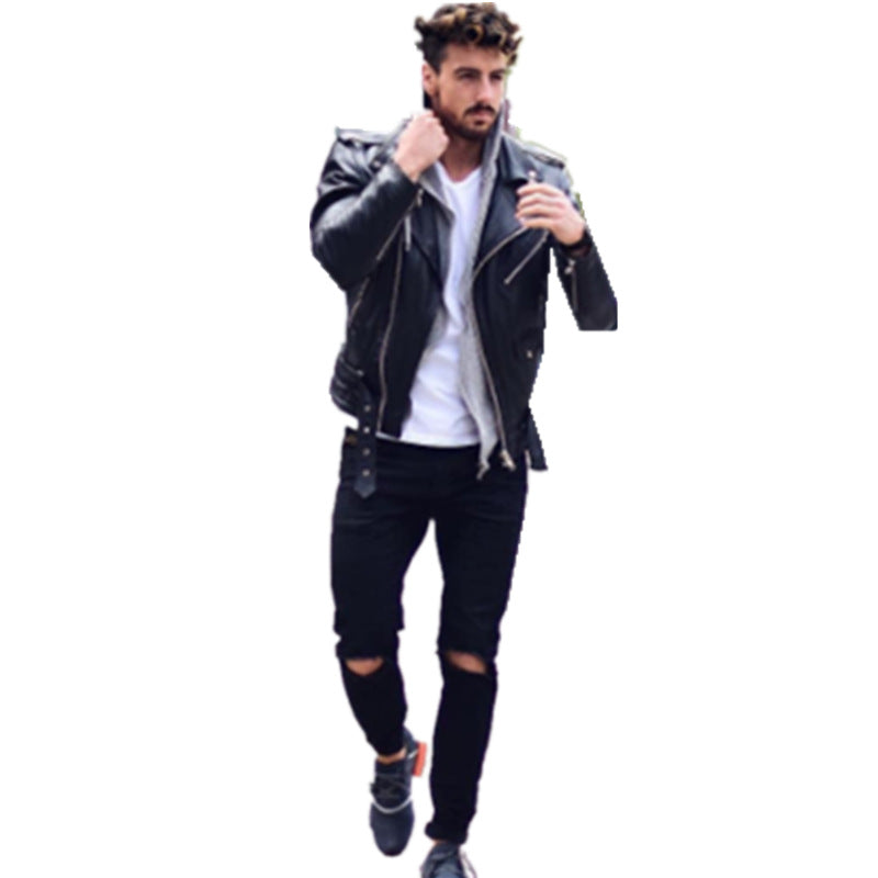 Men's Biker Jacket made of Leather Ivyshape