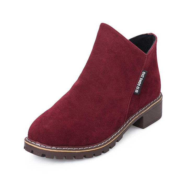 Women's ankle boots made of soft suede with a stable block heel Ivyshape