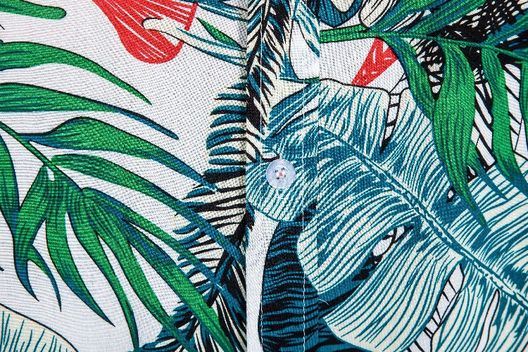 Men's short-sleeve shirt with tropical plant pattern and casual cut Ivyshape