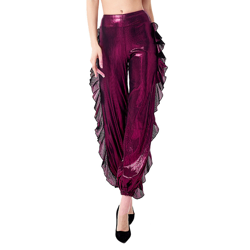 Ladies elegant and chic ruffle pants Ivyshape