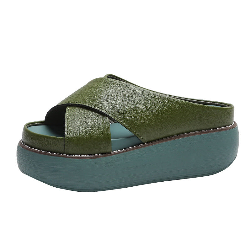 Ladies Comfortable Platform Mules with Elegant Strap Design Ivyshape
