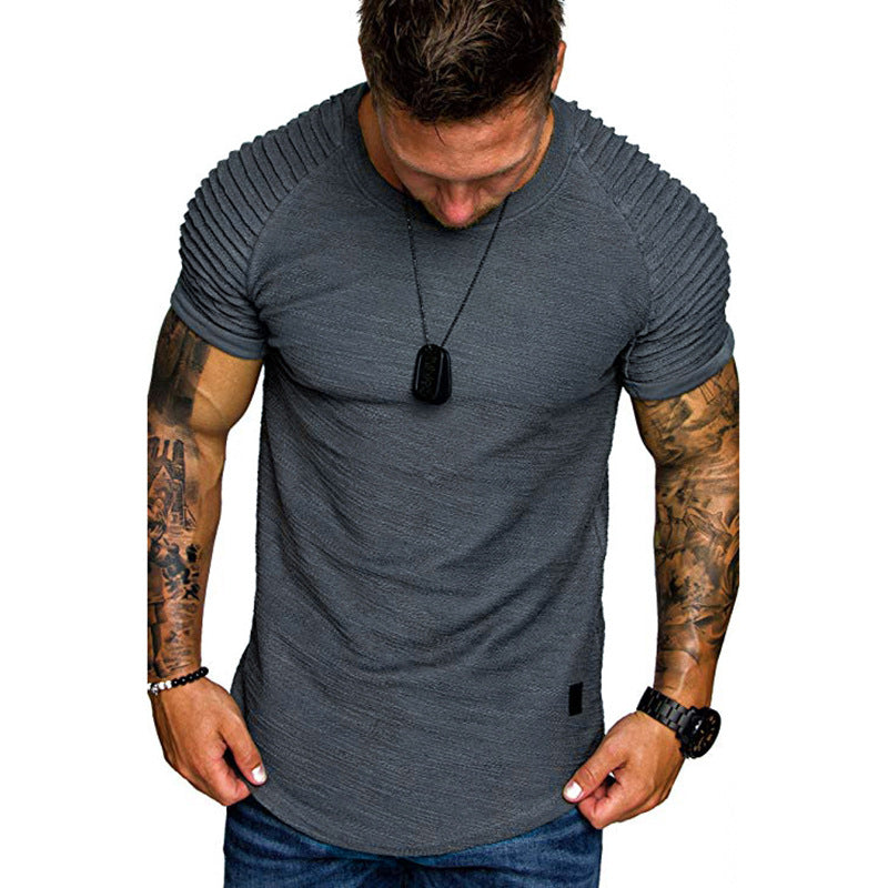 Men's Fashion Round Neck Shirt with Structured Shoulder Section Ivyshape