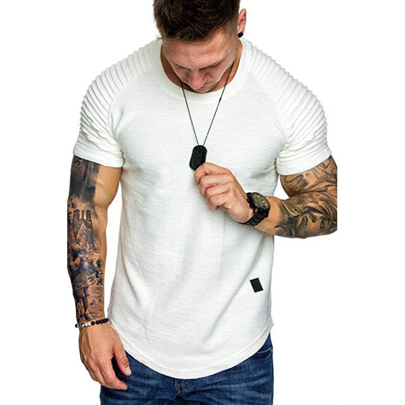 Men's Fashion Round Neck Shirt with Structured Shoulder Section Ivyshape