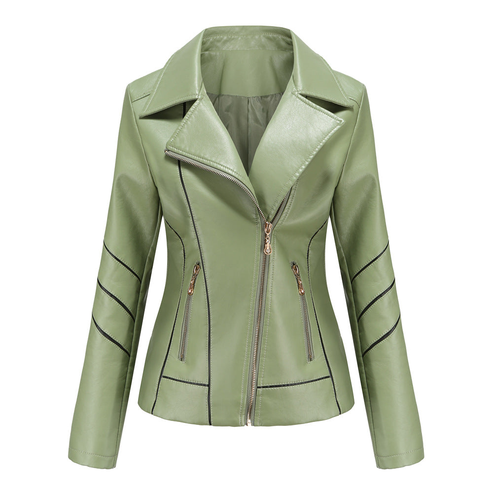 Women's fashionable faux leather jacket with textured design Ivyshape