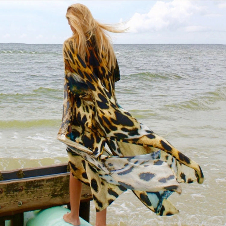 Women's beach kaftan with striking animal motif and flowing silhouette Ivyshape