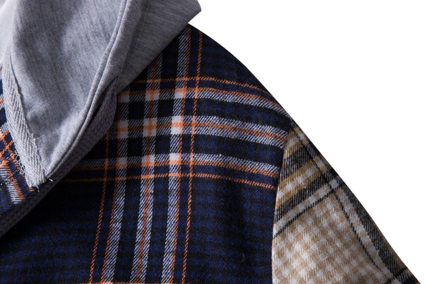 Men's Check Shirt Jacket with Integrated Hood and Comfortable Fit Ivyshape