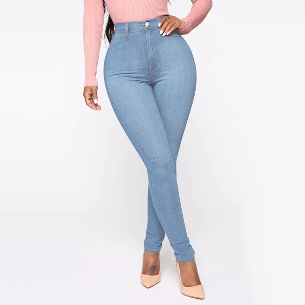 Women High-Cut Skinny Jeans with Shaping Seams Ivyshape
