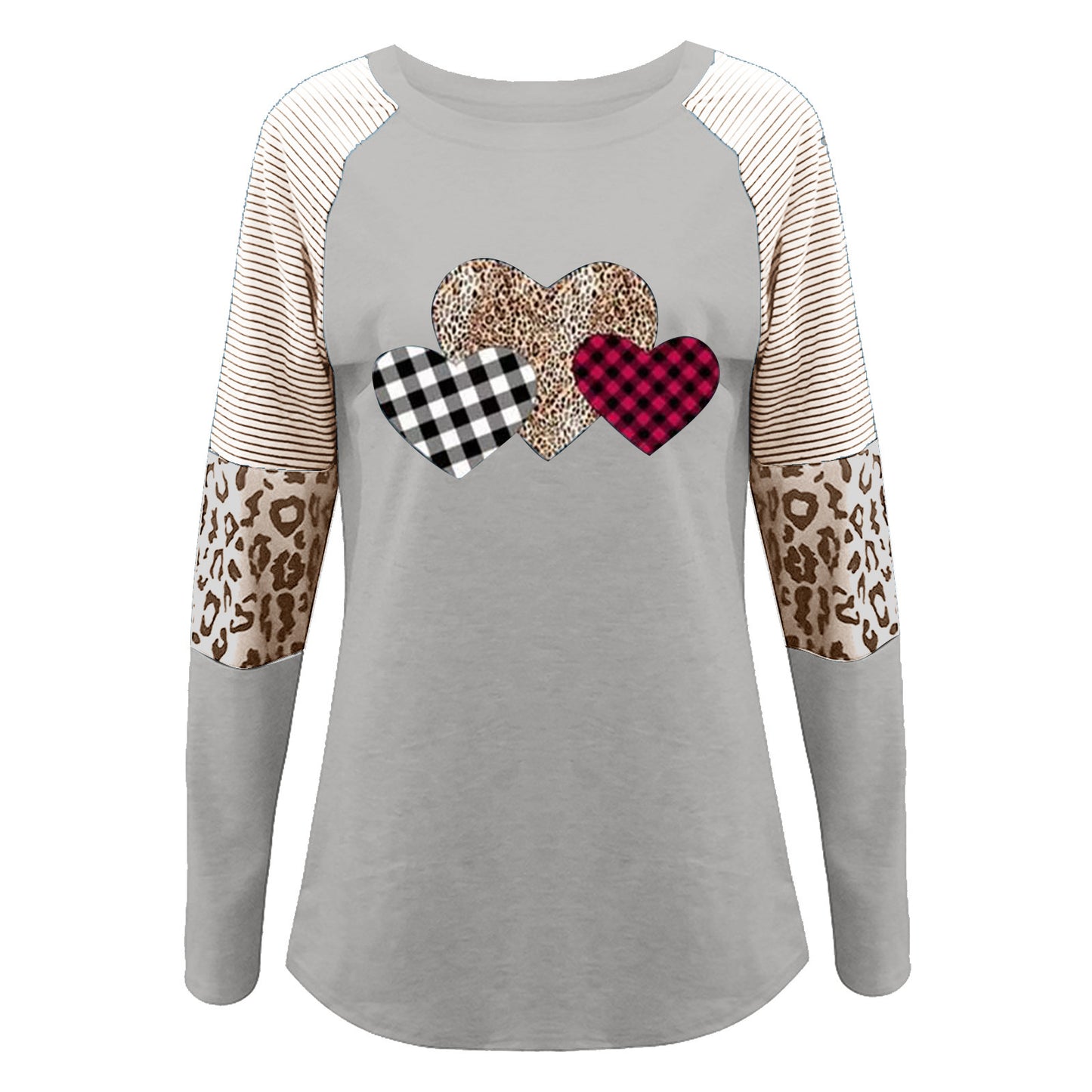 Women's raglan shirt with heart design and leopard detail Ivyshape