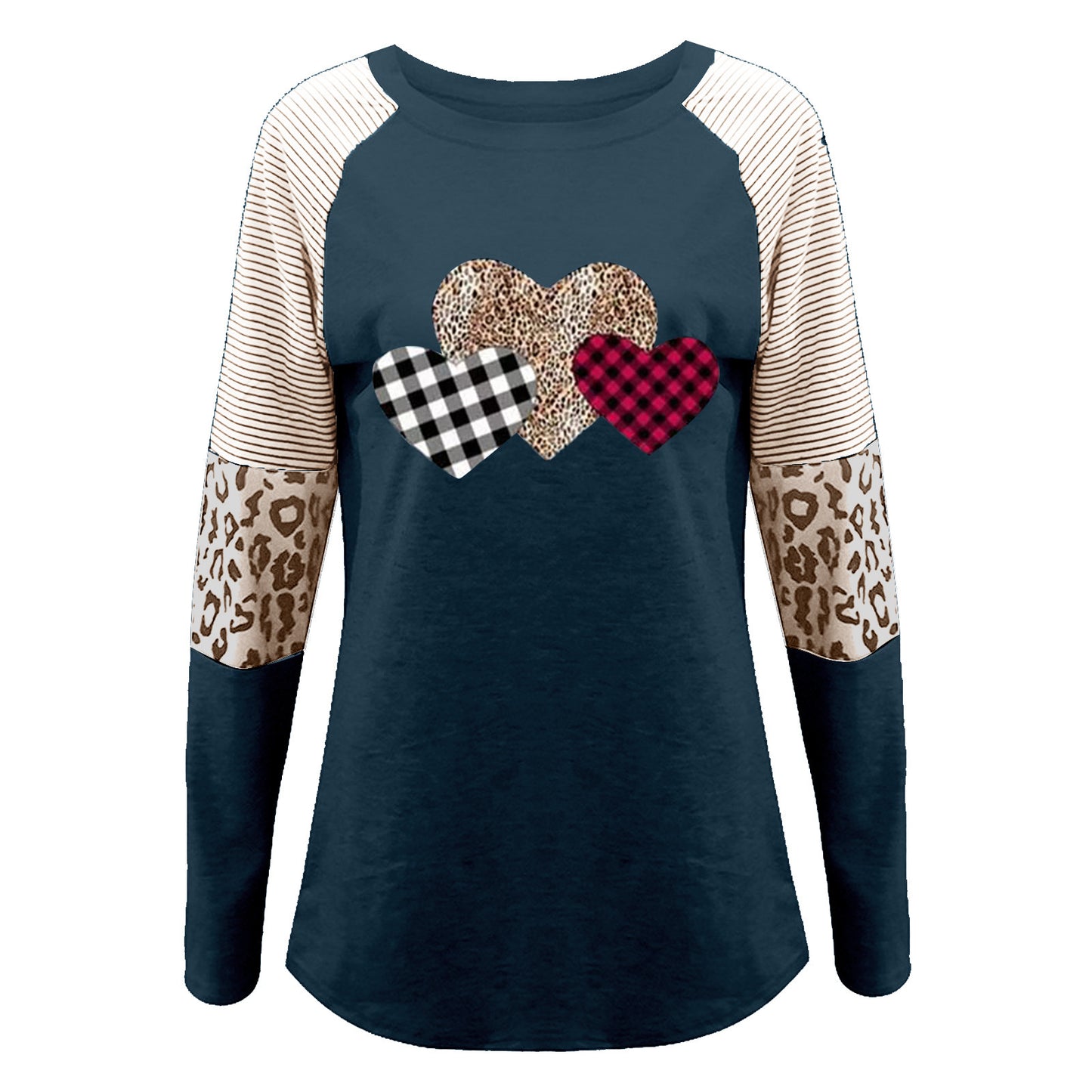 Women's raglan shirt with heart design and leopard detail Ivyshape