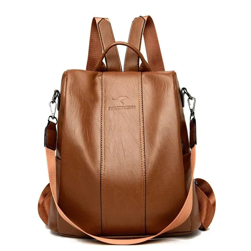 Ivyshape | Women's Leather Backpack with Thick and Durable PU Leather, Soft Carrying Straps, Multiple Zipper Pockets