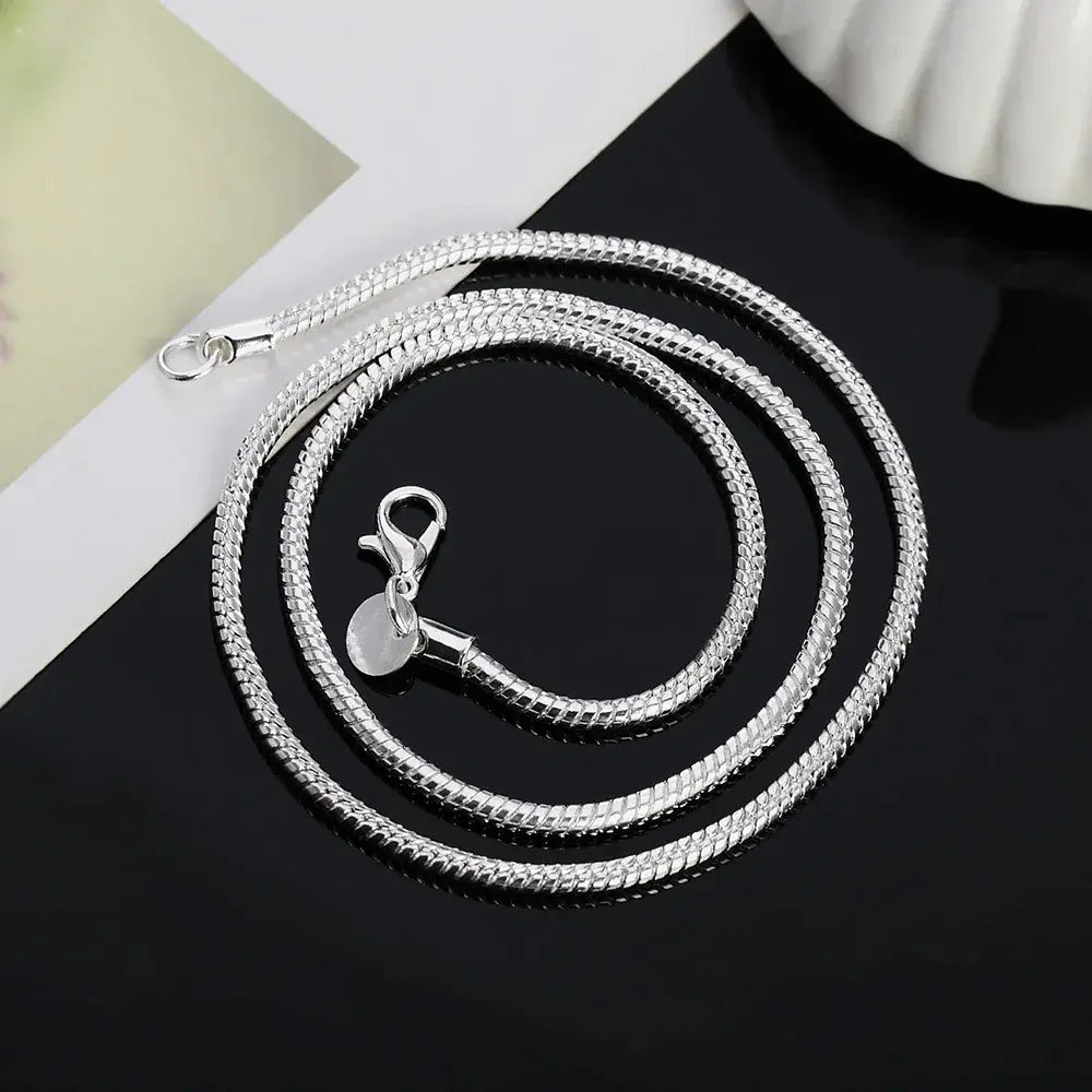 IvyShape | 925 3mm Sterling Silver Snake Necklace