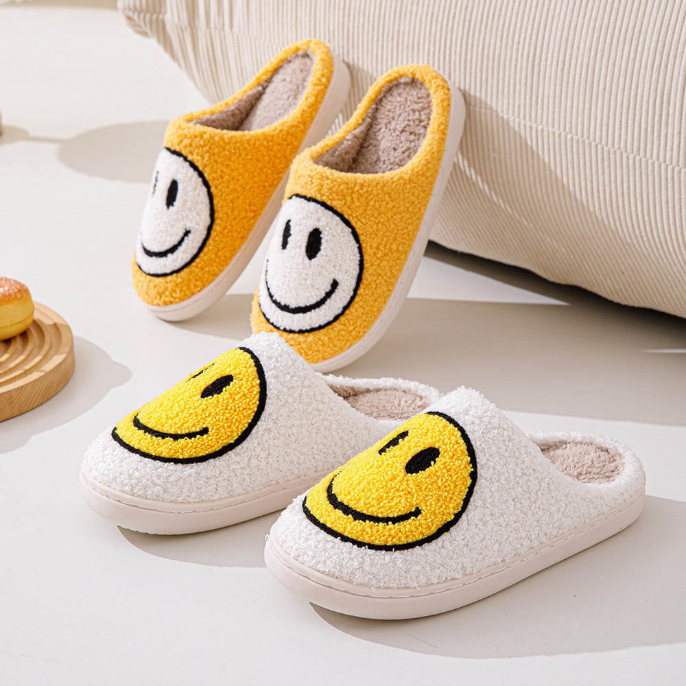 Ivyshape | Large Smiley Pattern Fur Slippers