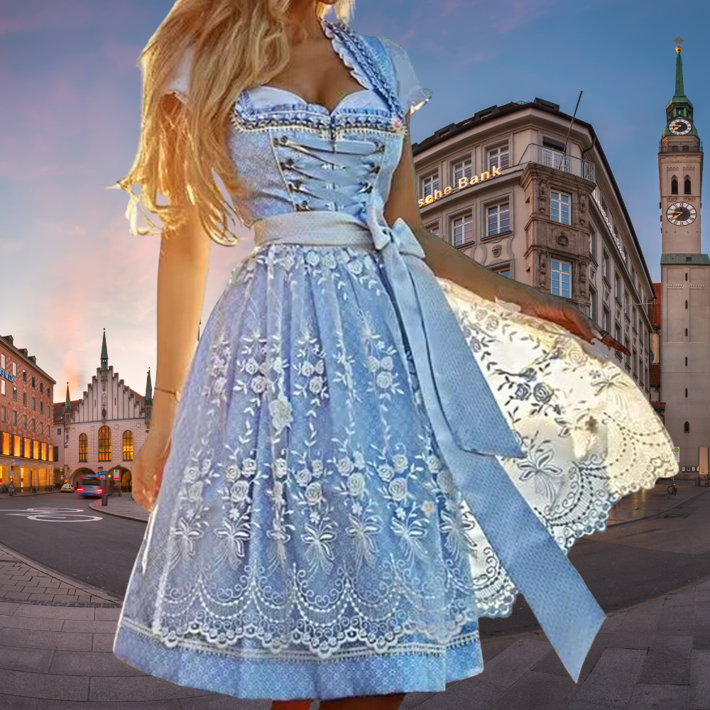 IvyShape Unique Women's Dirndl with Apron and Blouse