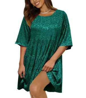 Women's sparkling mini dress with sequins and loose fit Ivyshape