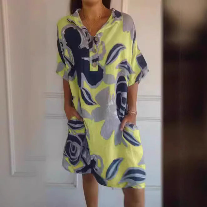 Women's casual hooded dress with floral design Ivyshape