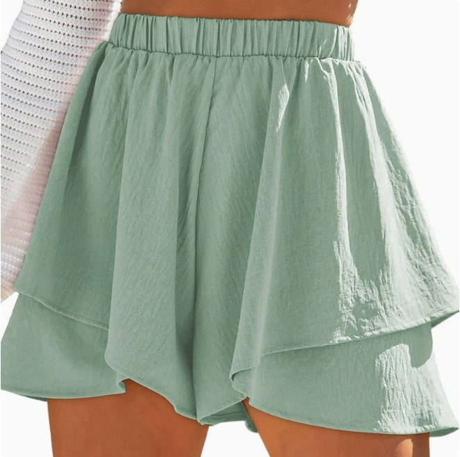 Ladies Layer Ruffle Shorts Ivyshape