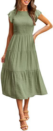 Women's Maxi Dress with Ruffles and Elastic Waist Ivyshape