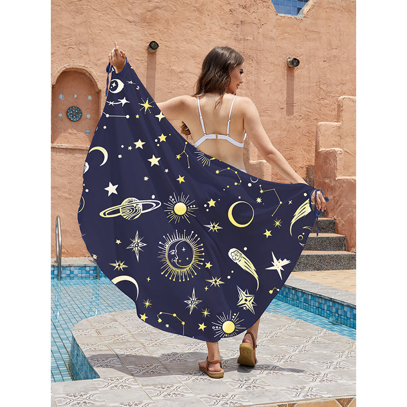 Women's versatile beach poncho with galactic design Ivyshape