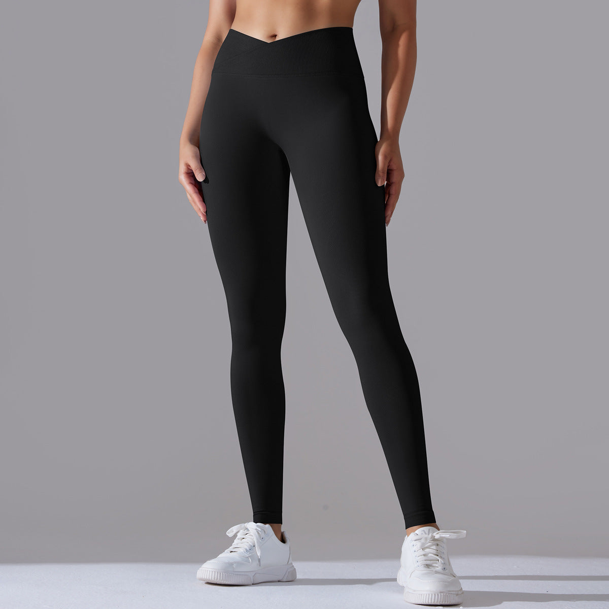 Women's High-Waisted Fitness Leggings with Functional Seam Detailing and High Elasticity Ivyshape