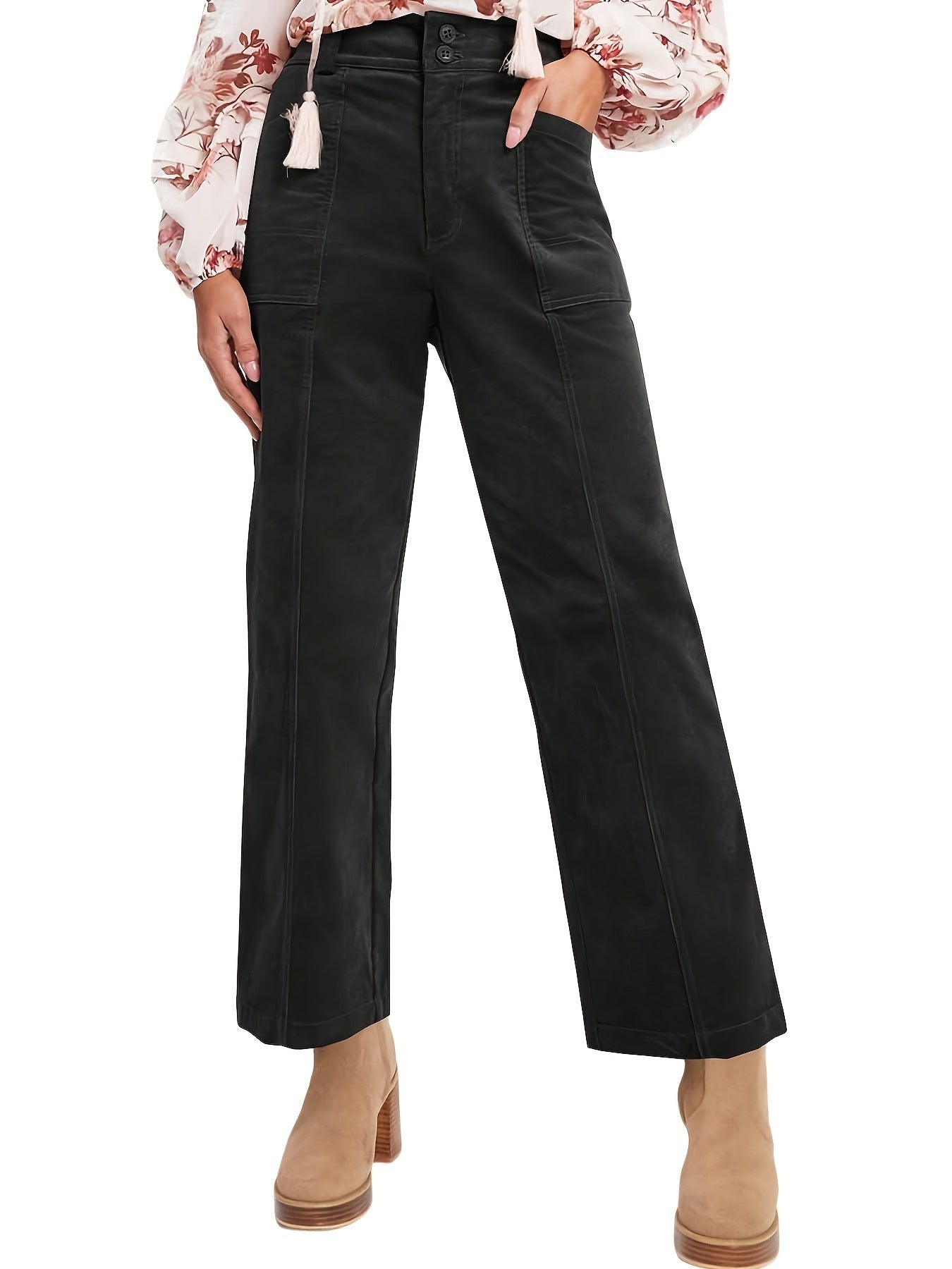Ladies High-Waisted Pleated Trousers Ivyshape