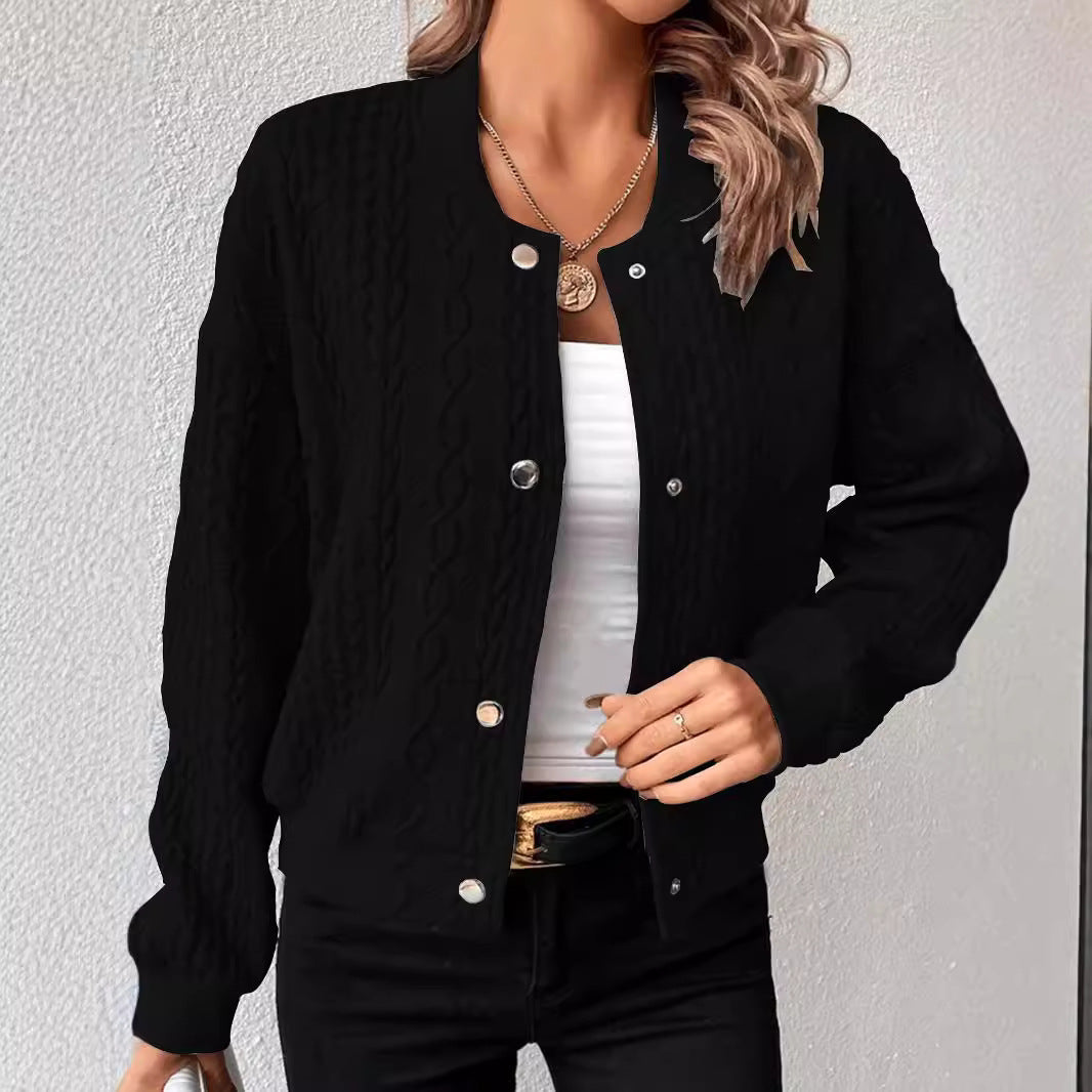 Women’s cardigan in trendy bomber style with button closure Ivyshape