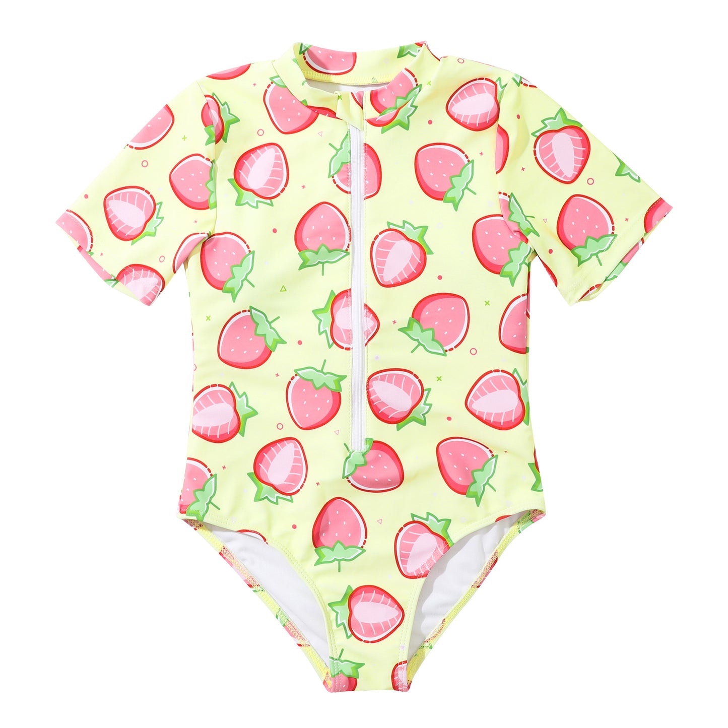 Women's UV Protection Swimwear with Fruity Design and Short Sleeve Ivyshape