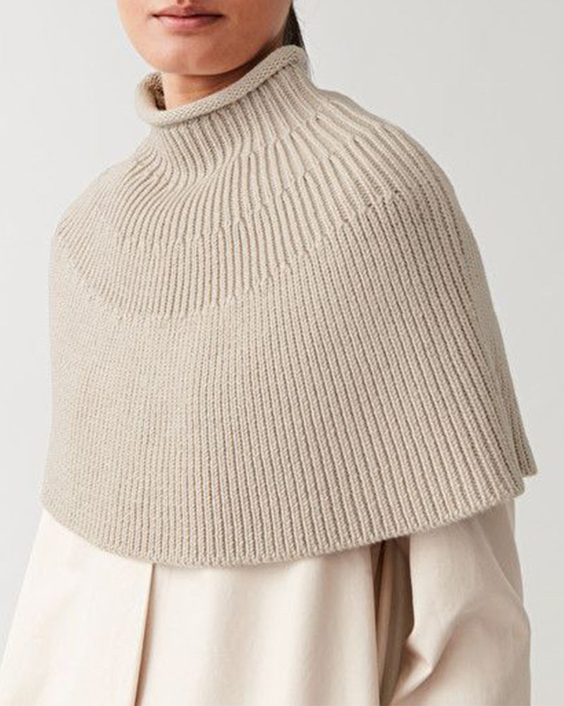 Ladies knit cape with high closed collar Ivyshape