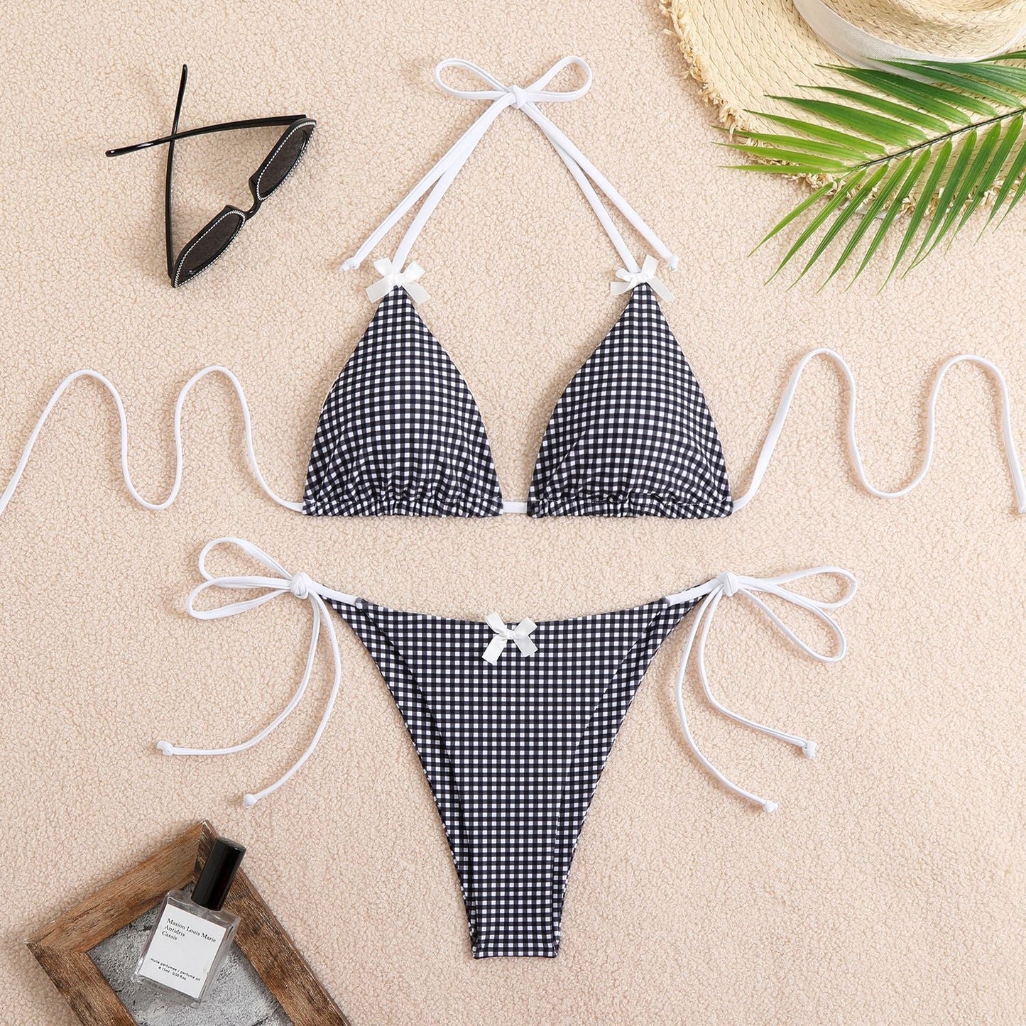 Women's bikini set with checkered pattern and adjustable straps Ivyshape