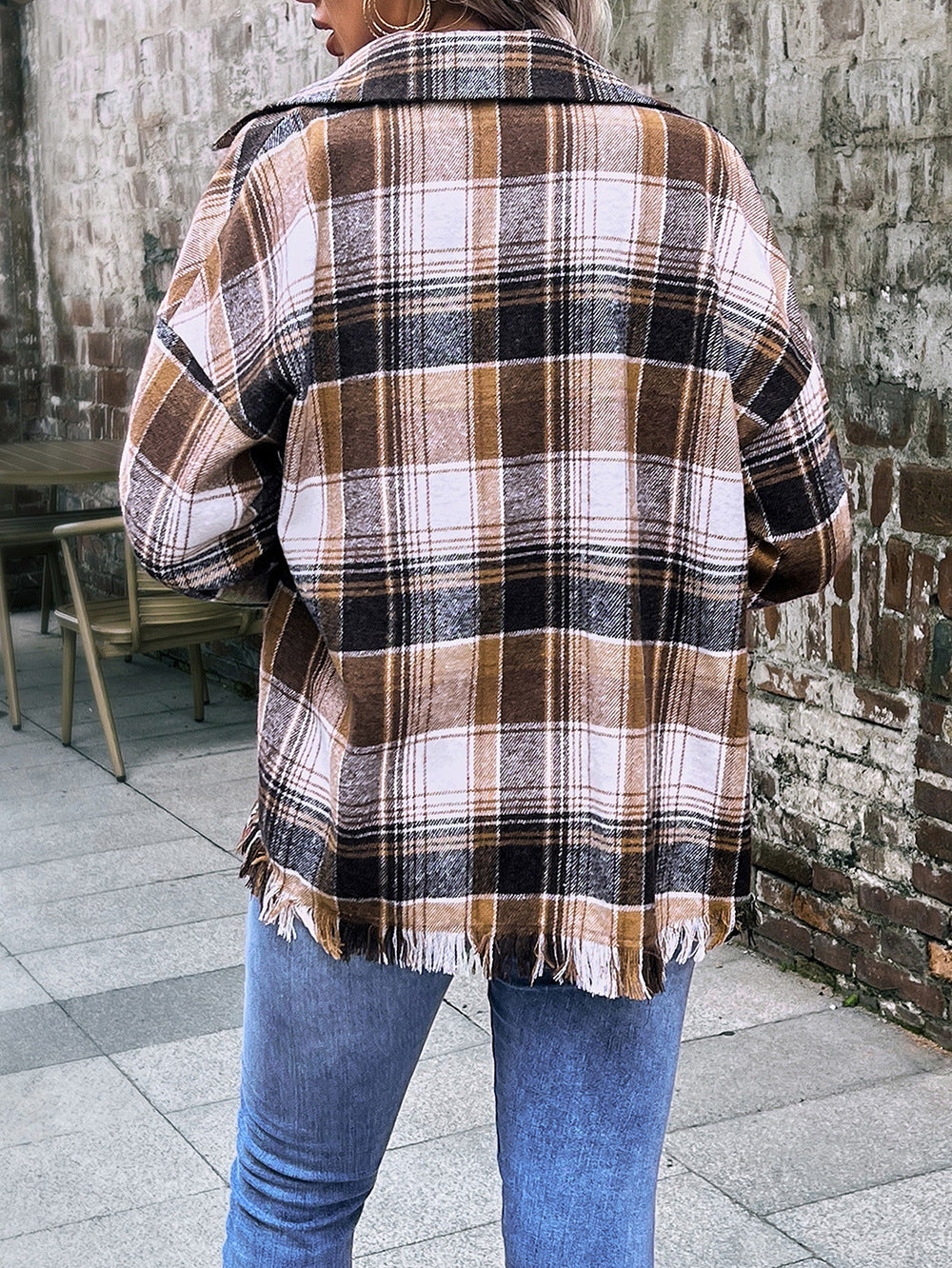 Women's Oversized Checkered Jacket Ivyshape
