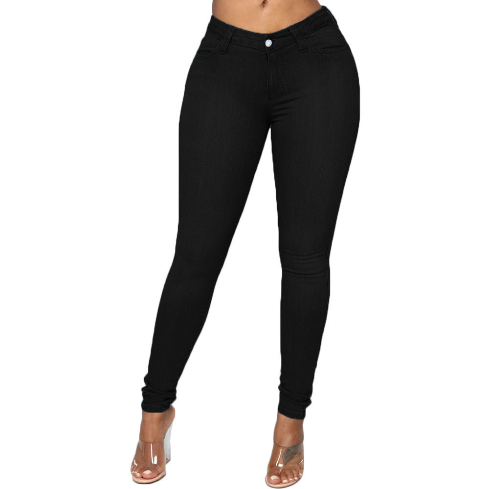 Women's skinny jeans with high-waisted cut and figure-shaping stretch Ivyshape