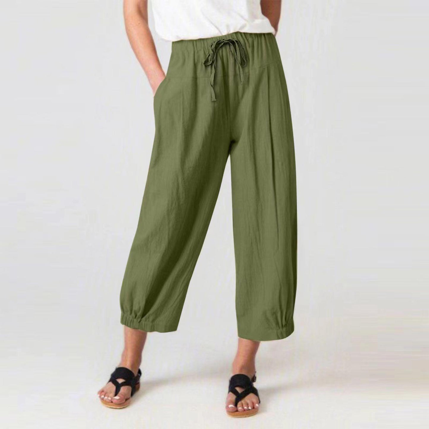 Women's cargo pants in relaxed fit with adjustable drawstring Ivyshape