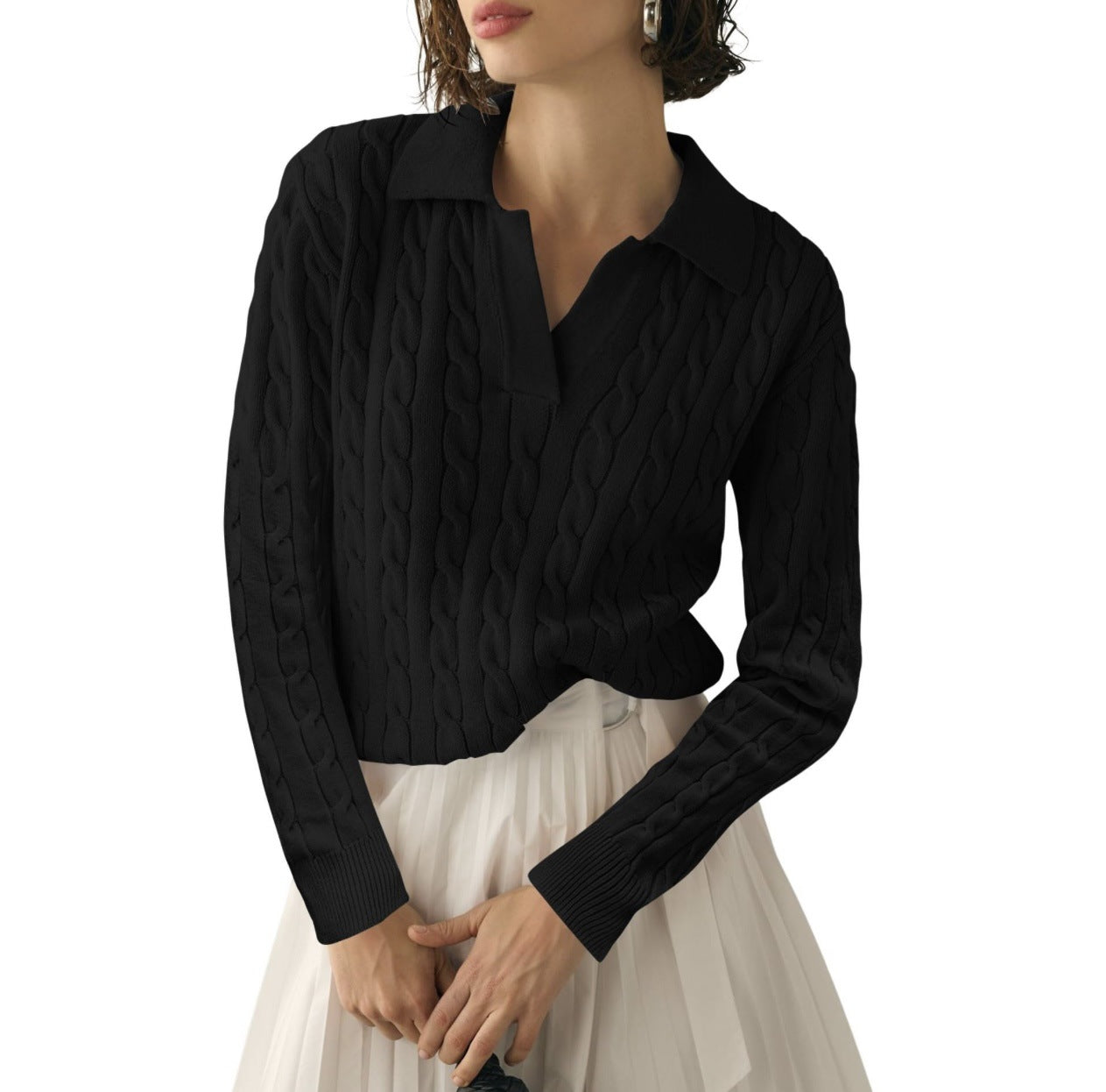 Women's polo shirt with knitted pattern and contrasting accents Ivyshape