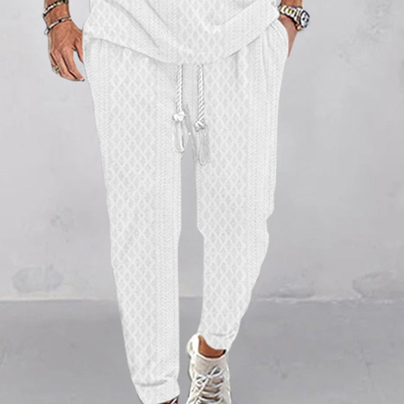 Men's sportive casual pants with elastic waistband and side drawstring Ivyshape