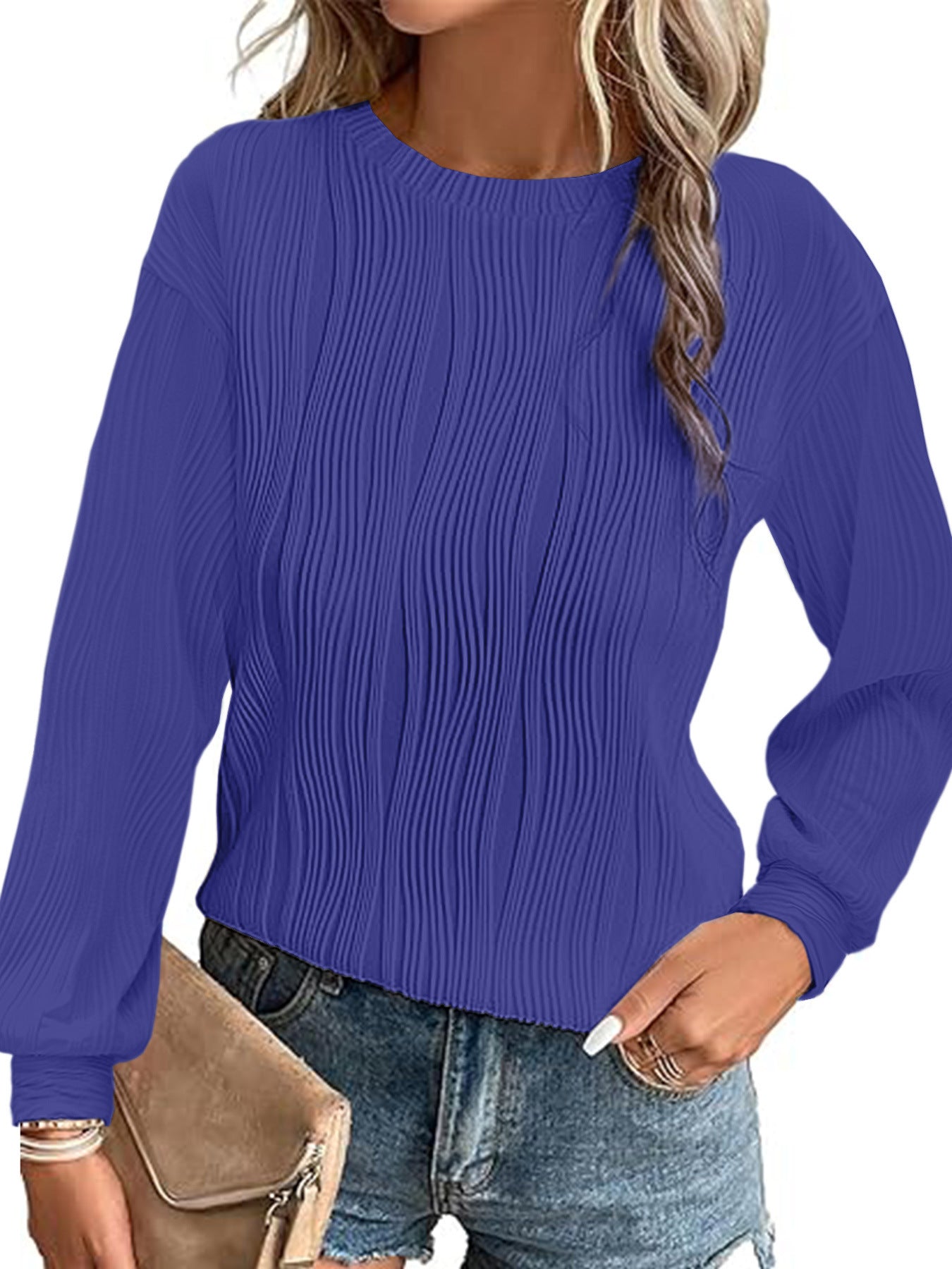 Women's pleated long-sleeve sweater Ivyshape