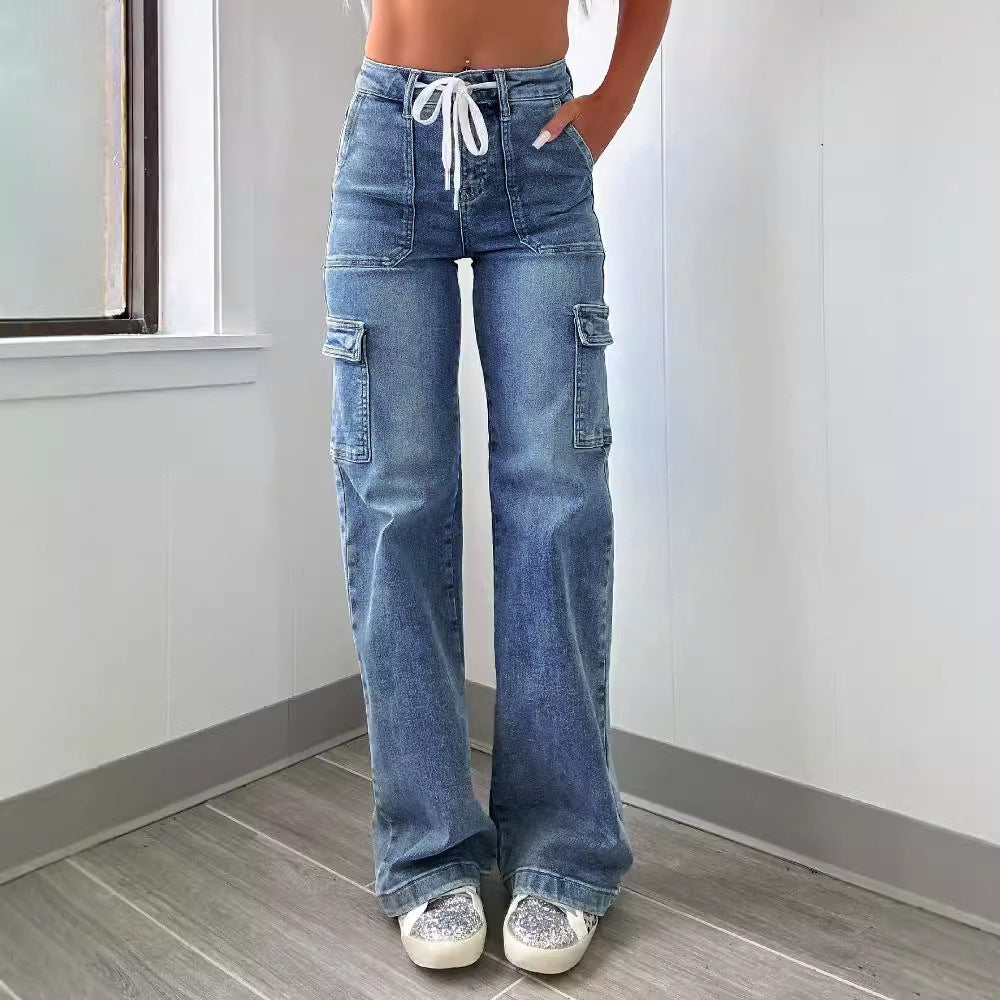 Women Cargo Jeans with a casual cut and practical pockets Ivyshape