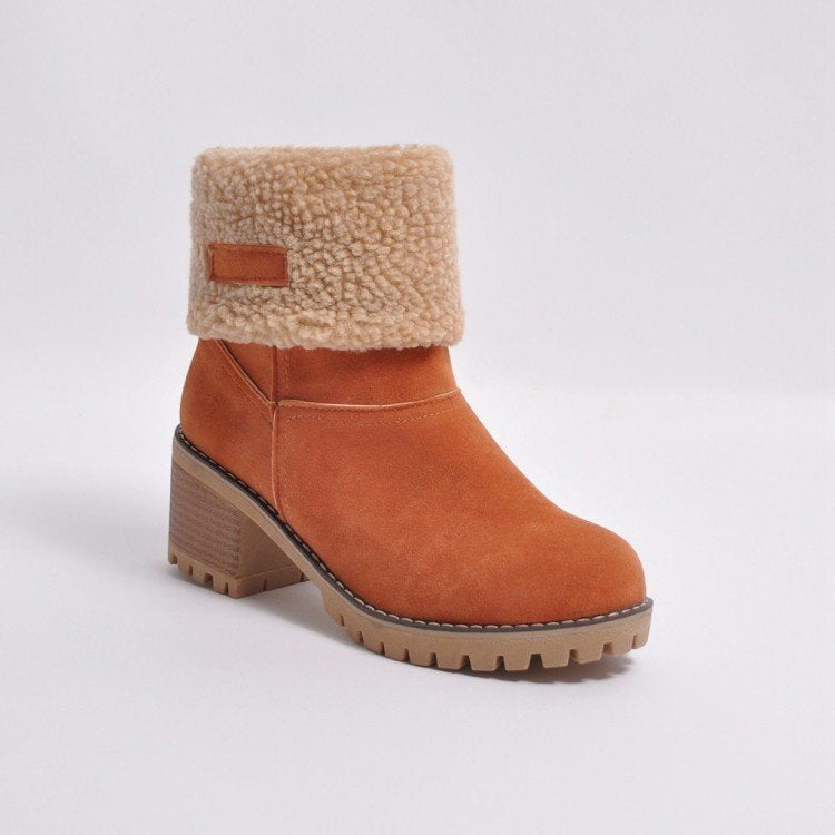 Ladies' fashionable boots with warm lining and block heel Ivyshape