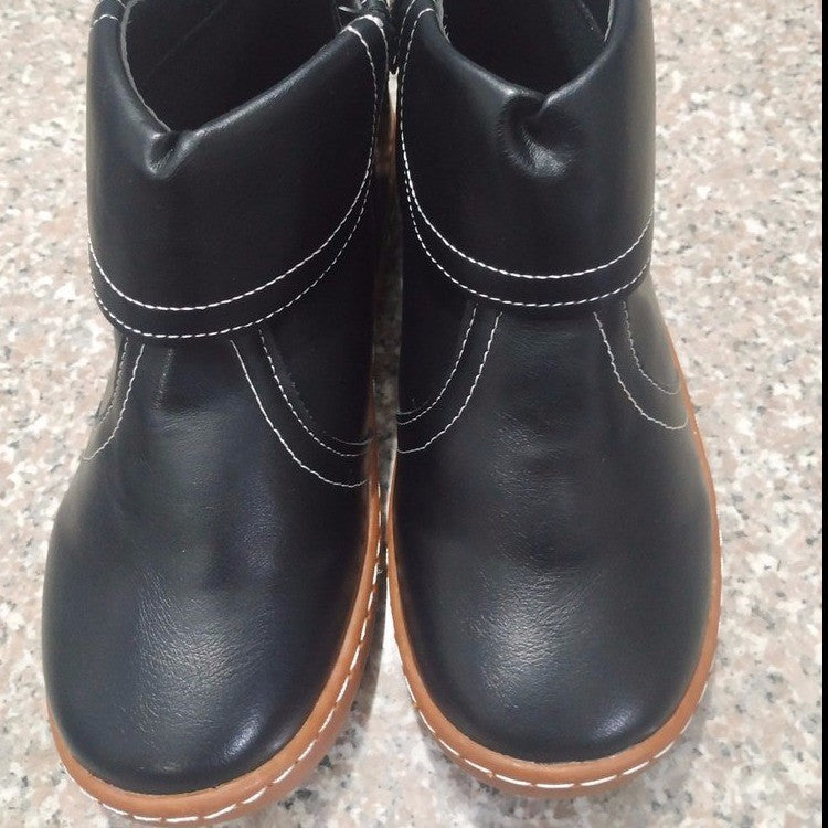 Ladies fashionable lace-up ankle boots with side zipper and soft leather Ivyshape