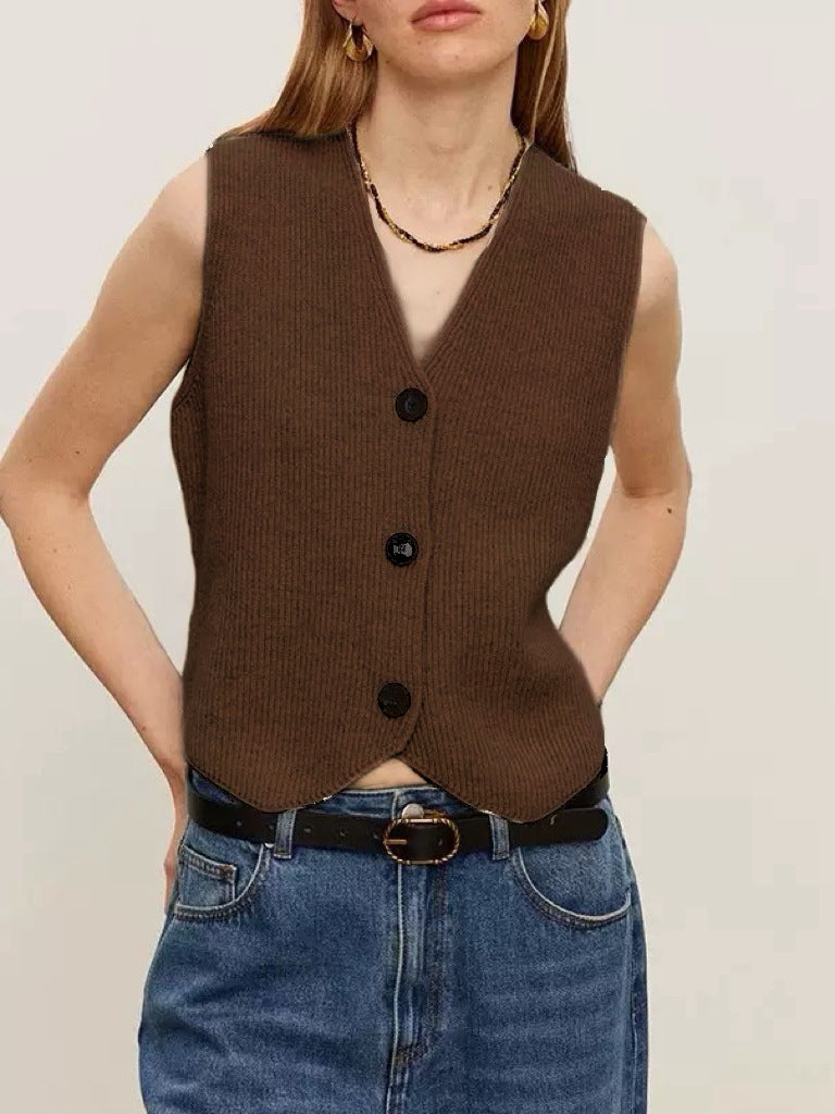 Women's knitted vest with fine ribbed structure and sustainable cotton Ivyshape