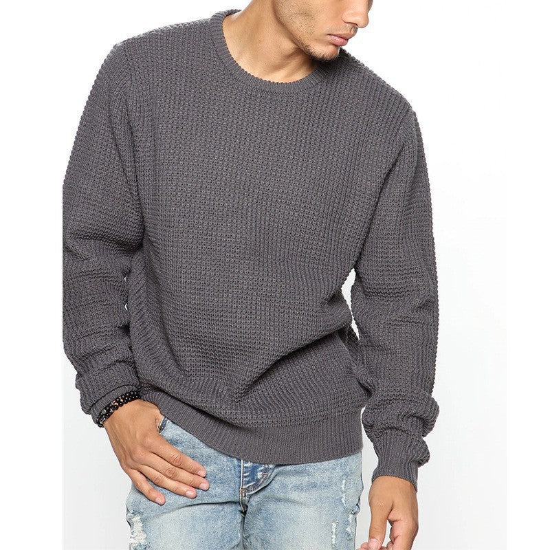 Men's chunky knit sweater with modern cut and cozy inner lining Ivyshape