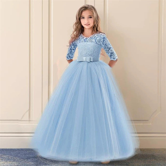 Ladies ball gown with lace top and tulle skirt Ivyshape