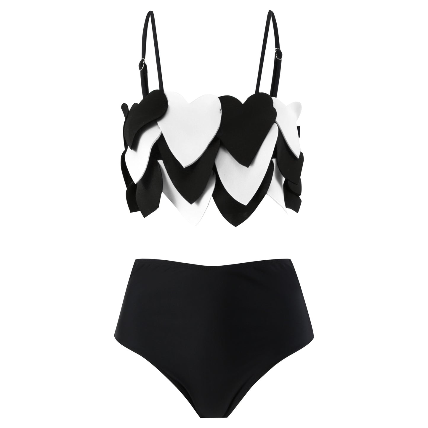 Women's bikini set with heart appliqués and high-waisted skirt Ivyshape