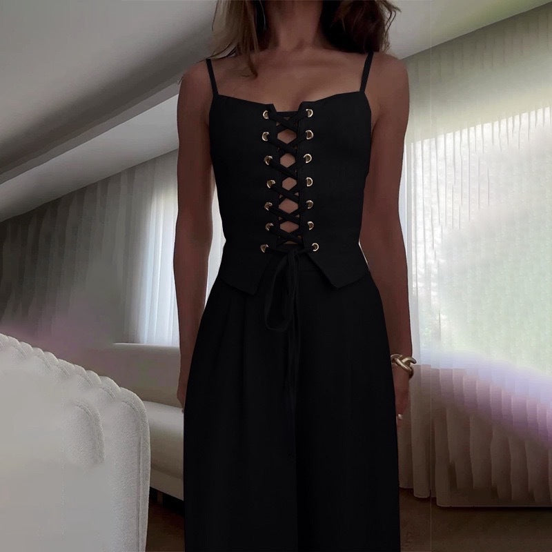 Women Lace-up Crop Top Ivyshape