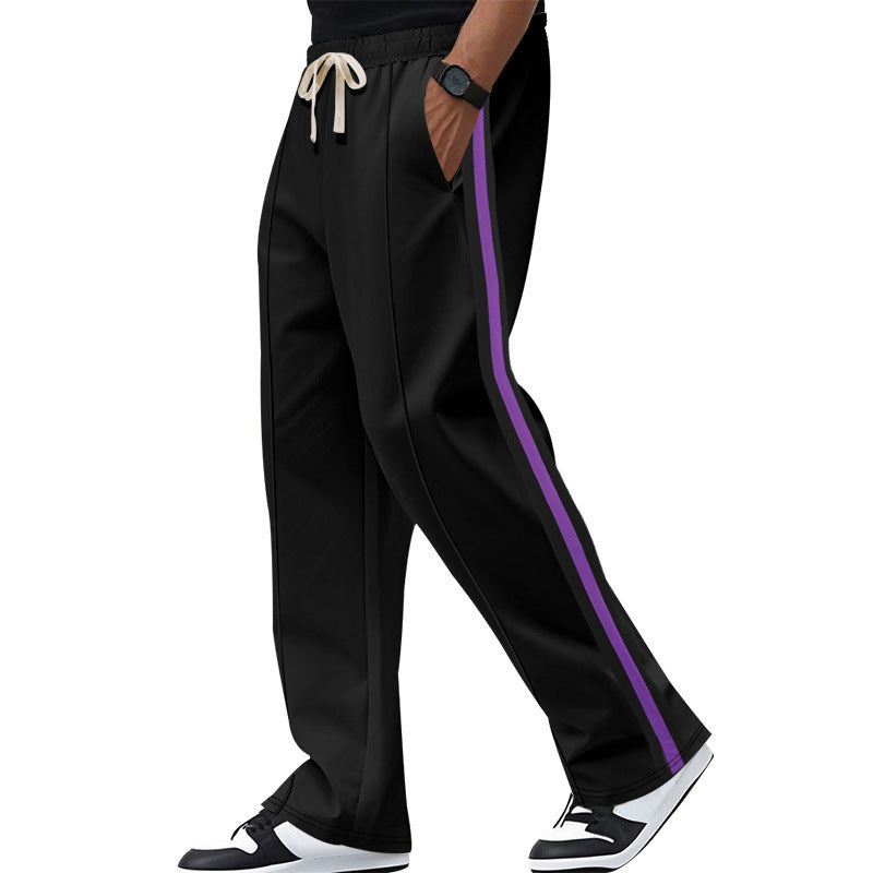 Men's casual sports pants in urban style with contrasting stripes Ivyshape