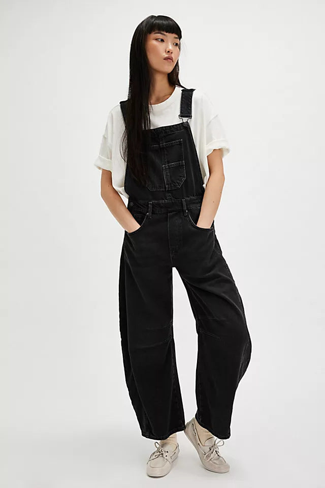 Women's Casual Denim Overalls with Wide Leg Ivyshape