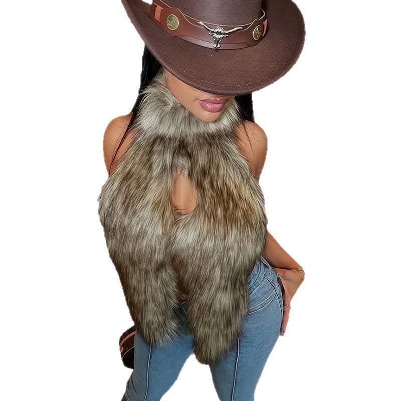 Women Faux Fur Vest Ivyshape