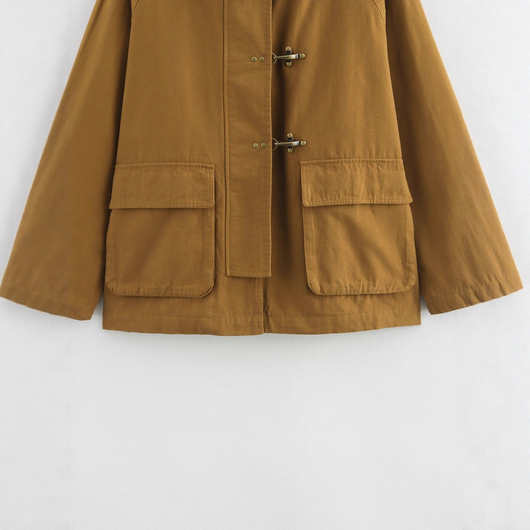 Women's casual utility jacket with functional pockets and practical button closure Ivyshape
