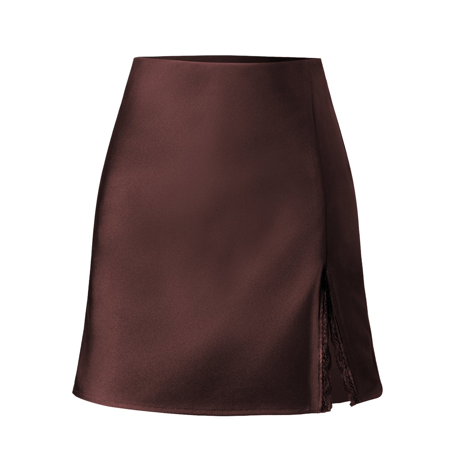 Women's satin skirt with side slit and lace accents Ivyshape