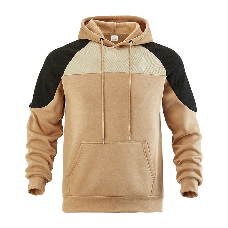 Men's sporty hooded sweater with geometric accents and kangaroo pocket Ivyshape